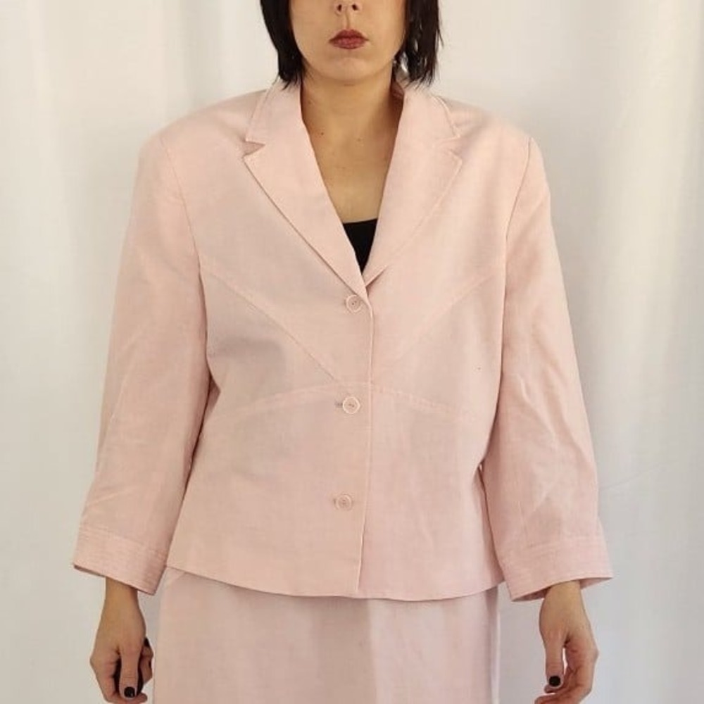 90s Pink Linen Blazer